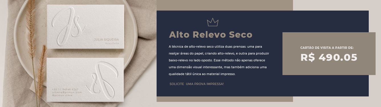 Cartão de visita alto relevo