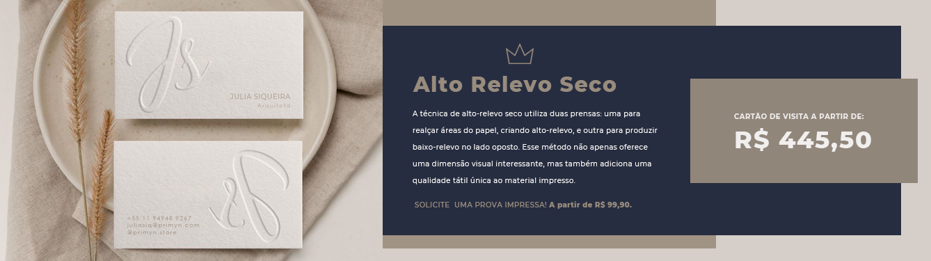 Cartão de visita alto relevo